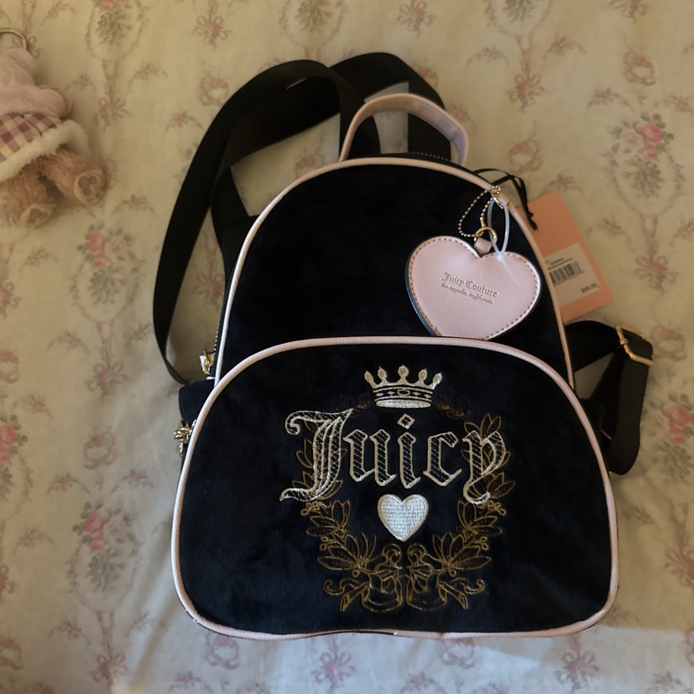 Juicy Couture Black Backpack with Pink Trim
